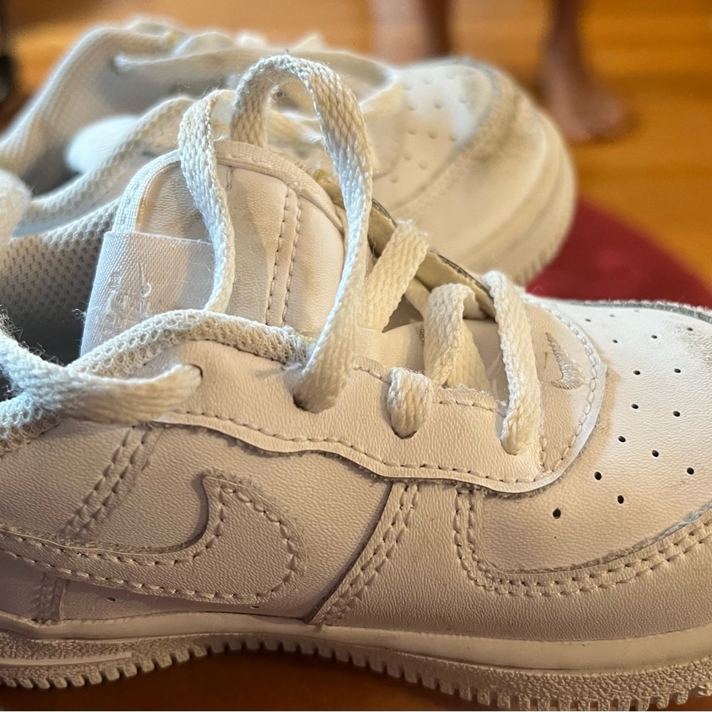 White on white Air Force 1s - toddler size 7